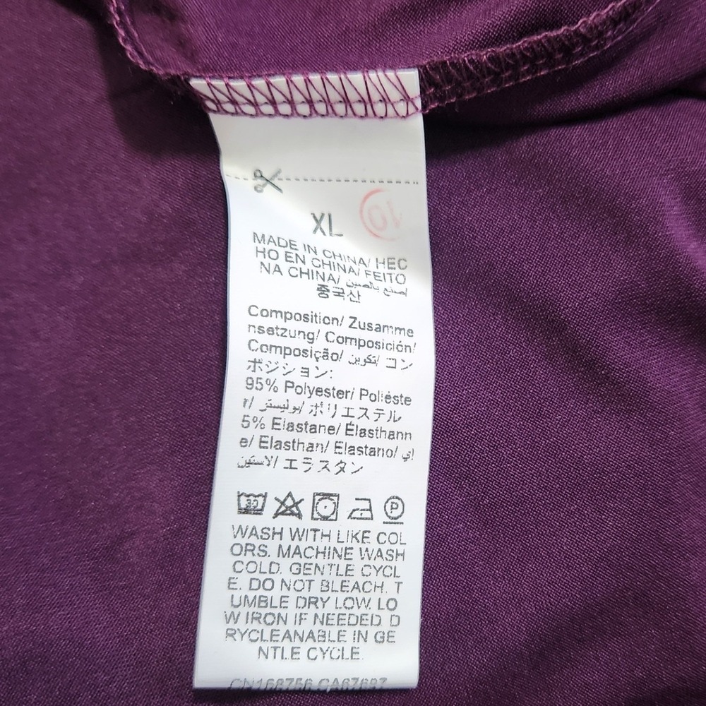 Plum Purple Lace Trim Side Slit Midi Slip Dress XL Deep Violet Wrap Style Skirt - Picture 6 of 6